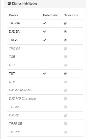 Tela de informes do sistema